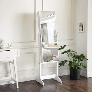 Dulap pentru bijuterii cu oglinda Model Andersen, Alb, 41x36.5x151 cm