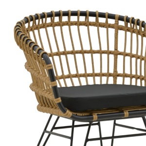 Fotoliu de exterior, Model Naoki, culoare natural si negru, metal si poliratan, 62x62x70 cm - Img 6