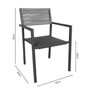Fotoliu de exterior, Model Savor, culoare antracit si bej, aluminiu si poliratan, 55x58x63 cm - Img 5