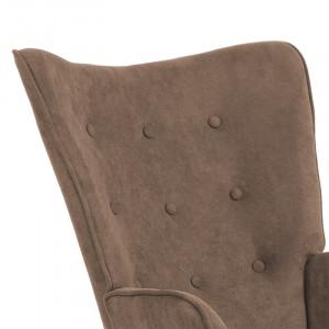 Fotoliu Fluffy material textil maro - culoare lemn natural 75x69x96cm - Img 5