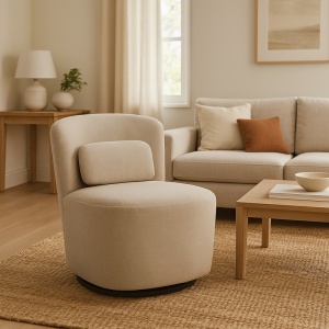 Fotoliu Rotativ Model Swish, Gri/Bej, 63x76x76.5 cm - Img 2