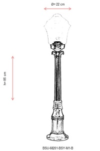 Lampadar de exterior M1B Negru 85x22 cm - Img 3