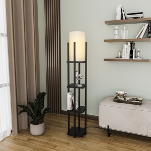 Lampadar Shelf Negru 25x25x130 cm - Img 3