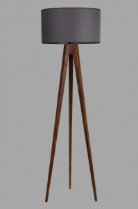 Lampadar Tripod Ceviz Lambader Silindir Koyu Gri Abajurlu Gri/Nuc - Img 3