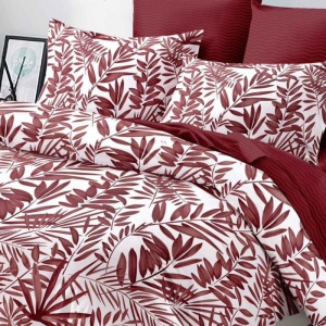 Lenjerie cu Elastic 180x200 cm, Burgundy Leaf 6 Piese (Finet) - Img 3