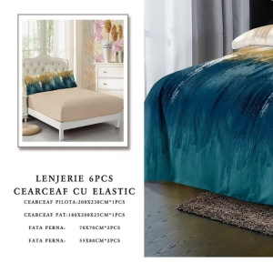 Lenjerie cu Elastic 180x200 cm, Luxart Aqua 6 Piese (Finet) - Img 2