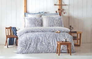 Lenjerie de pat 1 Persoana Model Paisley Blue