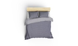 Lenjerie de pat dublu, Bambus Model Bamboo Blue - Img 3
