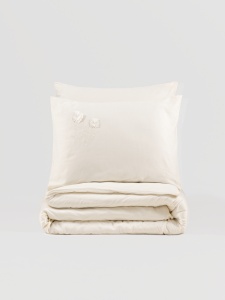 Lenjerie de pat dublu, Bumbac 100% Satinat Model Pure Ecru - Img 3