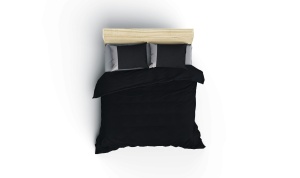 Lenjerie de pat dublu Model Plain Black, Grey - Img 2