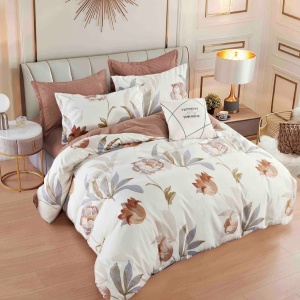 Lenjerie Finet 6 Piese cu Elastic 180x200, Autumn Floral