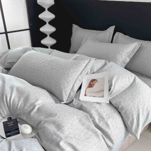 Lenjerie Finet 6 Piese cu Elastic 180x200, Grey Minimalist