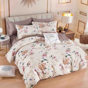 Lenjerie Finet 6 Piese cu Elastic 180x200, Soft Floral