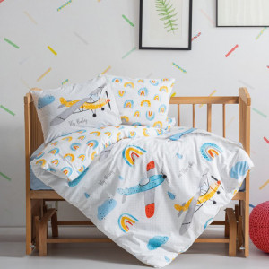 Lenjerie Patut Bebe Sky Albastru (Bumbac 100%) - Img 1