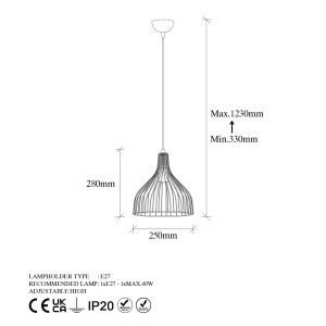 Lustra Cafu Auriu 25x25x123 cm - Img 7
