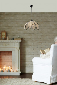 Lustra Papatya Buyuk Tekli Rattan Sarkit Bej/Fumuriu - Img 5