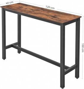 Masa Bar Model Cade, 120x40x100 cm, Maro Rustic/Negru - Img 7