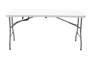 Masa de camping pliabila profesionala Rodeo cadru metalic, gri deschis 152x60x74cm - Img 5