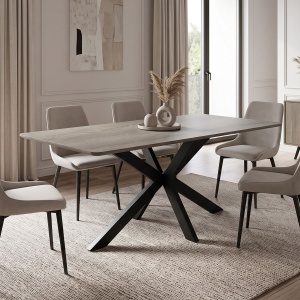 Masă dining Bethan, Sonoma/Gri/Negru, 160 x 80 x 75 cm