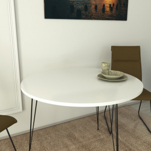 Masa Model Gordon, 90x90x75 cm, Alb lucios - Img 3