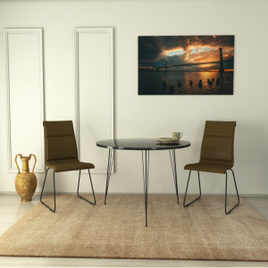 Masa Model Trinity, 90x90x75 cm, Negru/Alb - Img 1