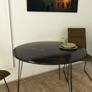 Masa Model Trinity, 90x90x75 cm, Negru/Alb - Img 3