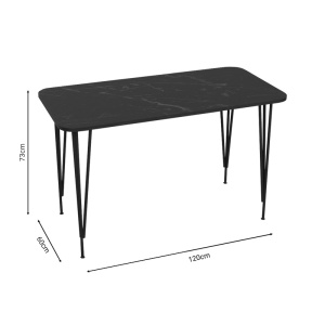 Masă Palkon, negru marmorat, 120x60x73 cm - Img 3