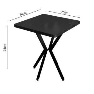Masă Prestone, negru marmorat/negru, 70x70x75 cm - Img 3