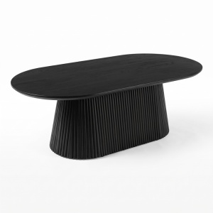 Măsuță de cafea Aithra, din lemn masiv, Negru, 120 × 60 × 42 cm - Img 2