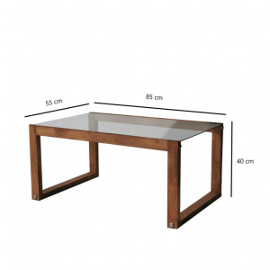 Masuta de Cafea Model Burnett, 85x55x40 cm, Pin, Lemn masiv, Blat Sticla securizata - Img 8