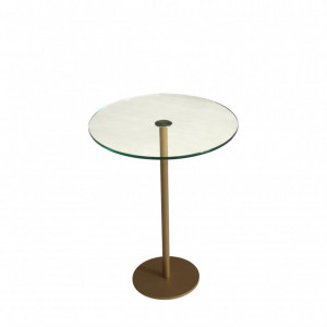 Masuta de Cafea Model Cain, 40x40x50 cm, Auriu, Blat Sticla securizata - Img 3