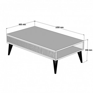 Masuta de Cafea Model Cantu, 105x60x34.6 cm, Nuc/Negru marmorat - Img 4