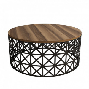 Masuta de Cafea Model Carson, 90x90x38 cm, Nuc/Negru - Img 4