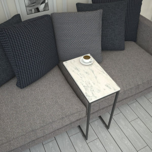 Masuta de Cafea Model Caspian, 46x26x62 cm, Alb Marmorat - Img 2