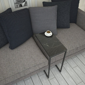 Masuta de Cafea Model Grimes, 46x26x62 cm, Negru marmorat - Img 2