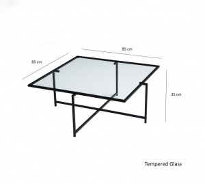 Masuta de Cafea Model Jenesis, 85x85x35 cm, Negru, Blat Sticla securizata - Img 3