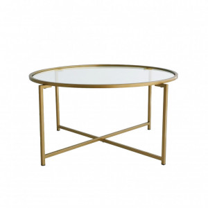 Masuta de Cafea Model Julieta, 83x83x40 cm, Auriu, Blat Sticla securizata - Img 7