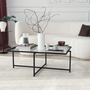 Masuta de Cafea Model Prince, 84x64x35 cm, Negru, Blat Sticla securizata - Img 8