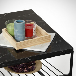 Masuta de Cafea Model Ray, 95x55x43 cm, Negru marmorat/Negru - Img 6