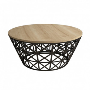 Masuta de Cafea Model Roach, 90x90x38 cm, Stejar/Negru - Img 4