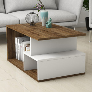 Masuta de Cafea Model Summers, 90x42x54 cm, Nuc inchis/Alb - Img 3