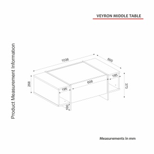 Măsuţă de cafea Veyron Negru 103.8x37.3x60 cm - Img 7
