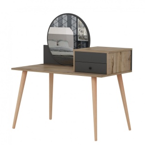 Masuta de Machiaj Model Arellano, 120x60x96 cm, Antracit/Nuc - Img 11