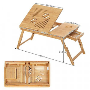 Masuta Suport Laptop Model Kaisley, 55x35x(21-29) cm, Natural, Lemn - Img 6