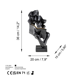 Obiect decorativ Lecteur Negru 20x36x15 cm - Img 7