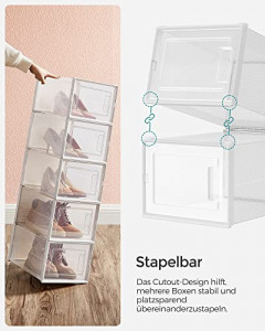 Pantofar din plastic, Songmics, Alb, 35x25x18.5 cm - Img 4