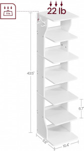 Pantofar, Vasagle, Alb, 26.4x30x110.4 cm - Img 3