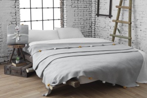 Patura pentru Pat 1 Persoana Model Pom Pom Grey