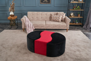 Pouf Alya, Negru Roșu - Img 7