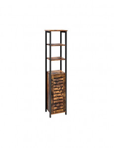 Raft cu polițe Model Ellianna, Maro rustic/Negru, 37x30x167 cm